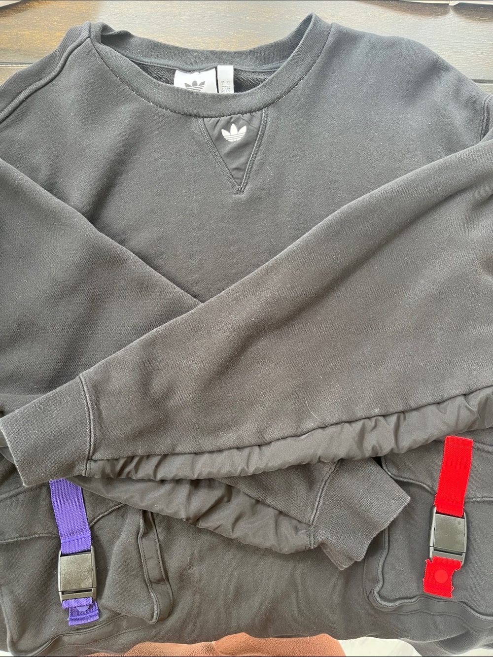 adidas original Black Crewneck Sweatshirt with utility pocket design size L